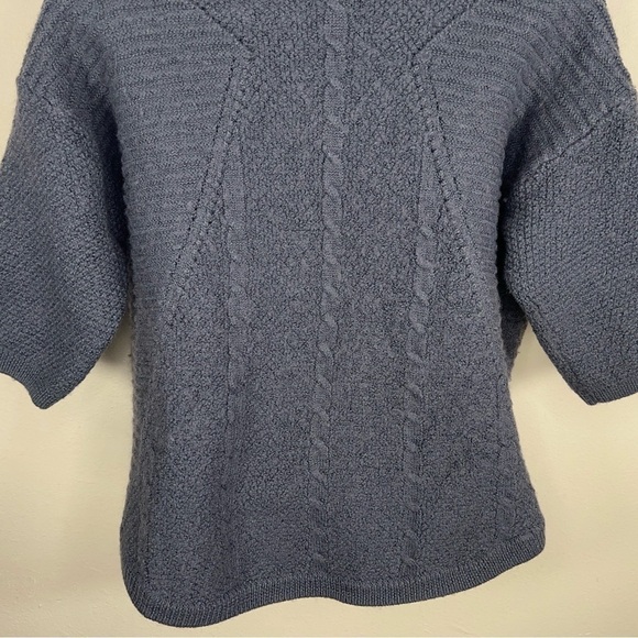 XL TORRID SLATE BLUE GREY SWEATER WOOL BLEND KNIT VNECK SHORT SLEEVE - Picture 8 of 12